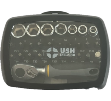 Набір насадок і головок USH: з тримачем і тріщаткою, PH-PZ-T-HEX-, головки М5-13, 28 ел