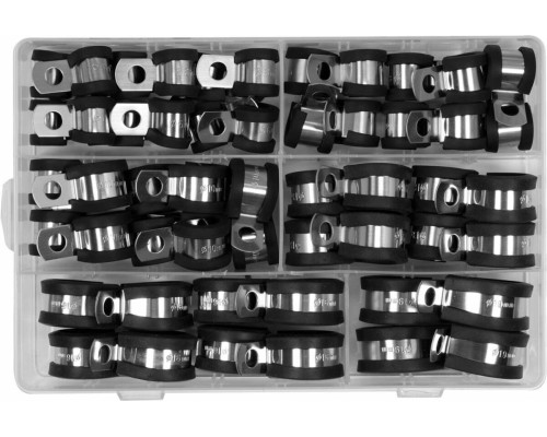 Хомути металево гумові YATO : Ø= 6, 8, 10, 13, 16, 19 мм, 52 шт [22]