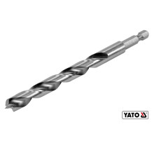 Свердло по дереву YATO : Ø10 x 100/60 мм, хвостовик- HEX 1/4", HSS 4241(DW)