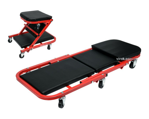 Лежак-сиденья для ремонта YATO на 6 колесах; 91х42х13см, для навант. леж./сид. полож-150/120 кг [1]