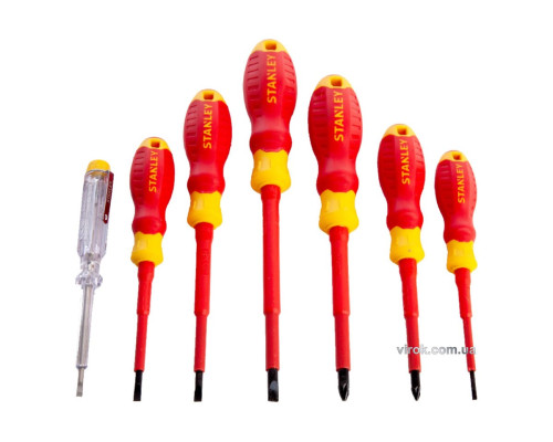 Набор отверток диэлектрических STANLEY: индикатор, SL, PZ, VDE до 1000 В, 7 шт