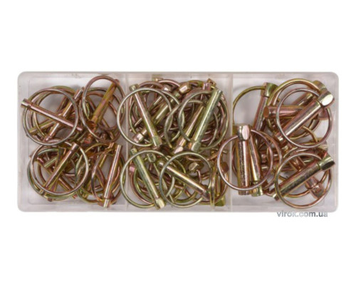 Шплінти l= 36 - 45 мм з кільцями Ø= 4,5 - 11 мм YATO; наб. 50 елем. [6/12/288]