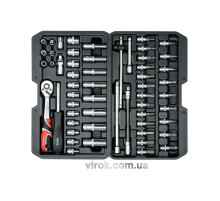 Набір головок торцевих YATO : квадрат 1/4", насадки викруткові з інструментами. 56 шт. [10]