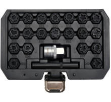 Торцеві головки до гвинтів колісних дисків авто VW YATO: з квадратом- 1/2", компл. 22 шт [20]