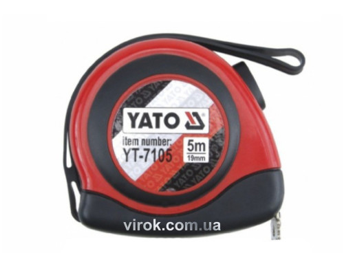 Рулетка YATO : L= 5 м х 19 мм. з нейлоновим покриттям, магнітним наконечником [12/120]