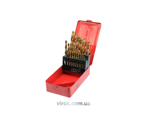 Набір свердл по металу титанових STHOR : HSS-TiN. Ø= 1,0-10,0 мм, 19 шт. [30]