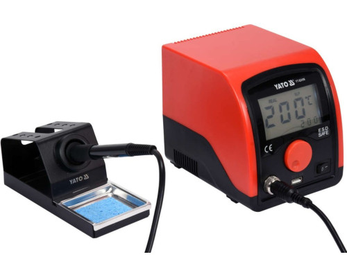 Паяльна станція мережева YATO; Р=75Вт, t°= 200-480°С, жало тип 900М, LCD табло з USB заряджанням [8]