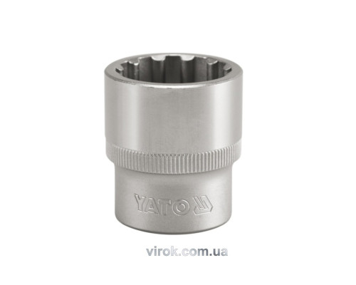 Головка торцевая YATO: квадрат 1/2", "Spline", M=22 мм, L=38 мм [12/120/240]