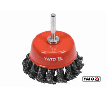 Щітка зачисна зі сталевих плетених дротів "чашка" до дрилі YATO Ø=65 мм, шпиндель Ø=6мм, 12500 об/хв
