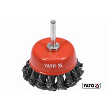Щітка зачисна зі сталевих плетених дротів "чашка" до дрилі YATO Ø=65 мм, шпиндель Ø=6мм, 12500 об/хв