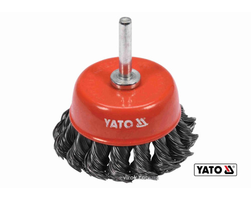 Щітка зачисна зі сталевих плетених дротів "чашка" до дрилі YATO Ø=65 мм, шпиндель Ø=6мм, 12500 об/хв