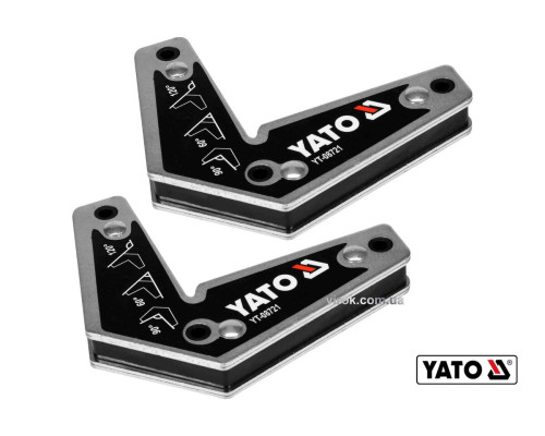 Кутники магнітні для зварювання YATO: кут: 60°, 90°, 120°, сталеві, сила утримування-10 кг, 2 шт [6]
