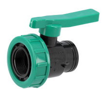 Кран шаровой к водяным пластиковым трубам Ø= 5/4" Х 5/4" F/F-резьб FLO из полипроп, для давления 16Bar