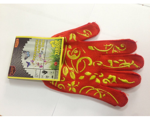 Рукавиці садова червона з ПВХ (10 клас,бавовна 40%,поліестр 60%)розм. 8