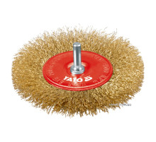 Щетка - крацовка YATO ПЛОСКАЯ Ø=100 мм со шпинделем. латунь [12/96]