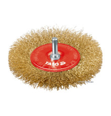 Щітка - крацовка YATO ПЛОСКА  Ø=100 мм зі шпинделем. латунь [12/96]