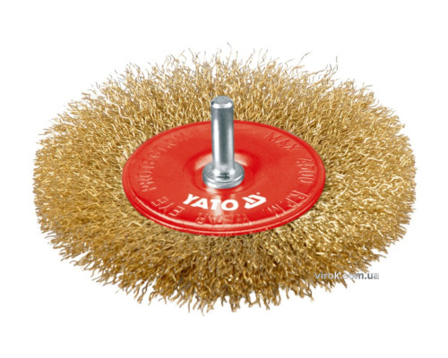 Щетка - крацовка YATO ПЛОСКАЯ Ø=100 мм со шпинделем. латунь [12/96]