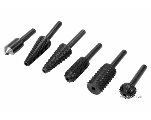 Набір фрез різної форми по металу і дереву YATO, для дрилі, з шпінделем Ø= 6 мм, 6 шт. [10/60]