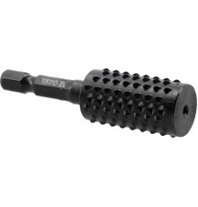 Фреза рашпільна циліндрична по дереву YATO Ø= 16 мм, l= 60 мм, 6-гран. шпиндель 1/4" з вуглец сталі