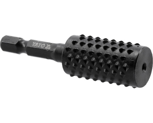 Фреза рашпільна циліндрична по дереву YATO Ø= 16 мм, l= 60 мм, 6-гран. шпиндель 1/4" з вуглец сталі