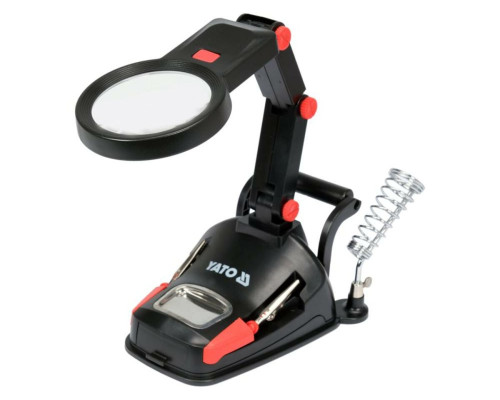 Лупа з штативом в ABS-пластиковій оправі, 2 лінзи 3х/45х кратні, штат- 125х160 мм з підсвітлен