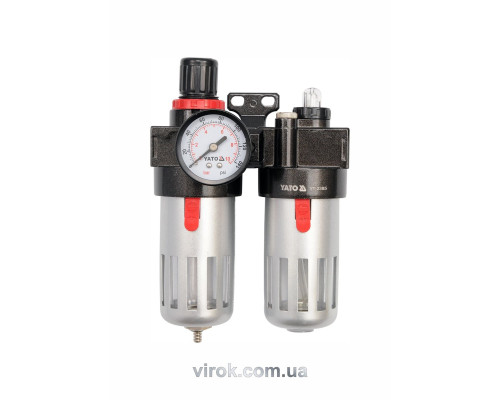 Фільтр пневмат. подвійн. YATO з редуктором, d= 1/4", 90см3 [25]