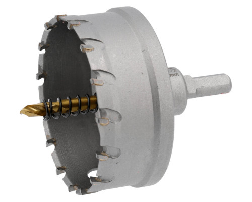 Сверло коронка по металлу TCT YATO: Ø80 x 103 мм, толщ. до 25мм, с направляющим, 6-гран. хвост 3/8" [4]