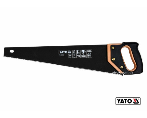 Ножівка по дереву YATO : L= 500 мм, 7 зубів/1", полотно t= 1 мм, покрите PTFE [6/24]