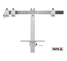 Шаблон для разметки отверстий Т-образный YATO: 250 мм, с метрической и дюймовой шкалами + чехол [20]