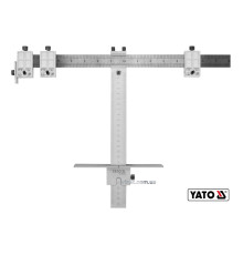 Шаблон для розмітки отворів Т-подібний YATO : 250 мм, з метричною і дюймовою шкалами + чохол [20]