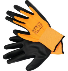 Рукавиці робочі нейлонові з нітриловою оболонкою YATO розм. 10, для користування смартфоном [12/144]