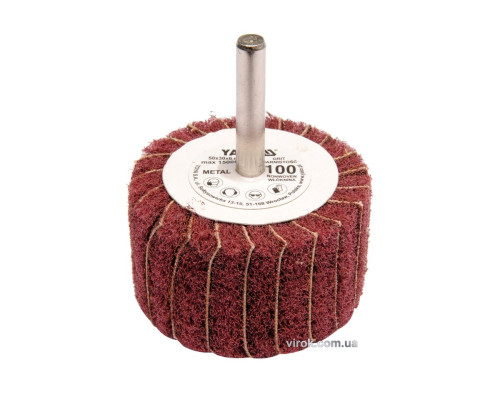 Круг лепестковый шлифовальный YATO: удлиненный Ø= 50 мм К200, шпиндель Ø= 6 мм, H= 30 мм [10/60]