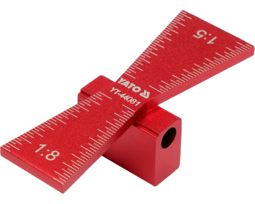 Шаблон розмічальний YATO контур "ластівковий хвіст" зі шкалою, 64х 23х 18 мм [50]