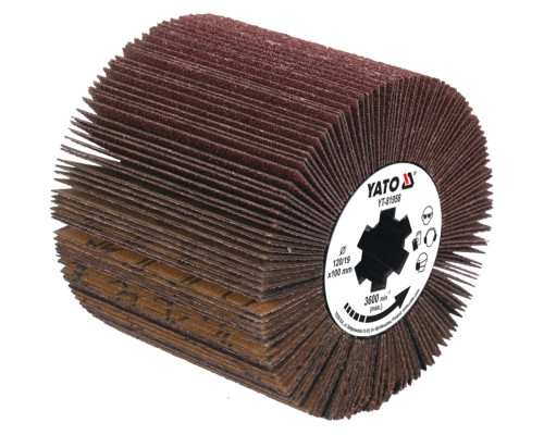 Щітка-вал до шліфувально-брашувальної машинки YATO з абразивних пелюстків, Ø= 120/19, шир.- 100 мм