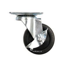 Колесо до візка поліпропіл. Ø=65мм, b=23мм VOREL з оберт. опорою і гальмом; h=84мм, навант.-30кг[72]