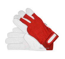 Перчатки рабочие бело-красные YATO: хлопок + кожа, размер 10 [10/120]