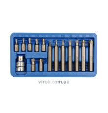 Насадки викруткові VOREL : адаптер квадрат 1/2", "TORX" T20-T55, 30 -75 мм, CrV. Набір 15 шт. [20]