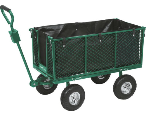 Візок присадибний на 4 колесах FLO з поворотною віссю і тентом, корзина- 95х 50х 40 см, ручка- 80 см