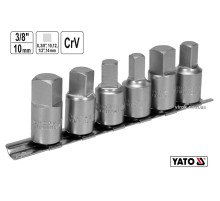 Торцевые насадки для оливозливных пробок YAT: квадрат-3/8"; 3/8",1/2",8,10,12,14мм; Cr-V, 6 шт [10]
