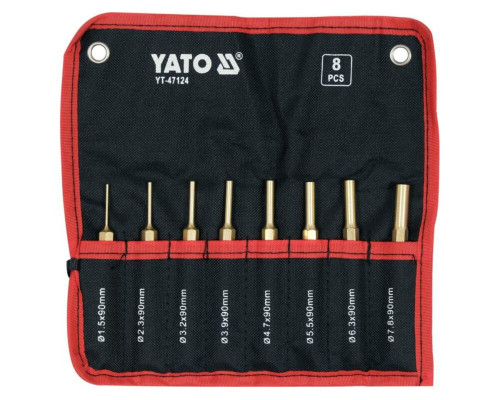 Пробойники латунные YATO: Ø=1,5-7,8 мм, l=90 мм, компл. 8 шт [50]