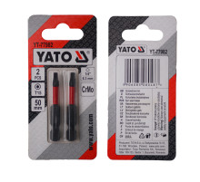 Насадка викруткова YATO TORX T15 х 50 мм. HEX 1/4", хром-молібден, 2 шт.