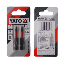 Насадка викруткова YATO TORX T15 х 50 мм. HEX 1/4", хром-молібден, 2 шт.