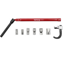 Ключ для монтажа сантехн. арматуры на шарнире YATO с головками: М9 10 11 12 14 17 мм и крюком, 8 элем