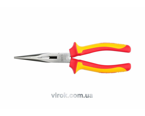 Щипці електромонтажні подовжені півкруглі прямі YATO : L= 200 мм з ізоляцією 1000V [6/36]