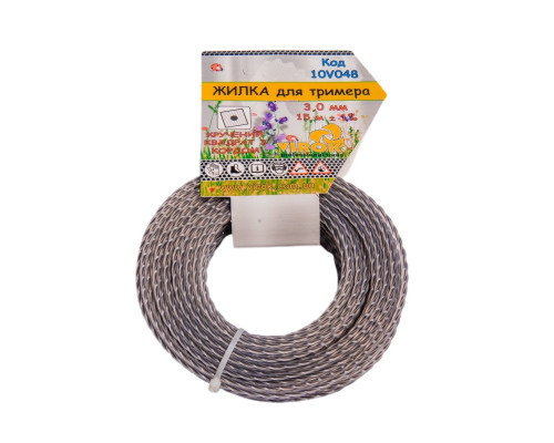 Жилка для тримера "Кручений КВАДРАТ з кордом" TM VIROK : Ø= 3,0 мм, l= 15 м
