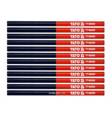 Олівці столярні двоколірні YATO : L= 175 мм, стержень 4 x 2 мм, синьо-червоні, уп. 12 шт [120]