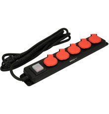 Подовжувач ел.-мережевий YATO: l=3м, колодка з 5 гніздами і вмик, 3-жильний S=1,5 мм², з заземл [10]