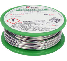 Припой без свинца CYNEL: Ø2,5 мм, Sn99,3-Cu0,7 проволочный на катушке с флюсом m=100 г [30]