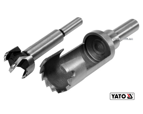 Свердла по дереву: коронка і фреза YATO : Ø=25 мм, l=110/90 мм- коронка/фреза, 2 шт [10/100]