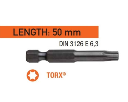 Насадка викруткова USH Industry "тонке жало" TORX T40 x 50 мм. подовжена Уп. 10 шт.